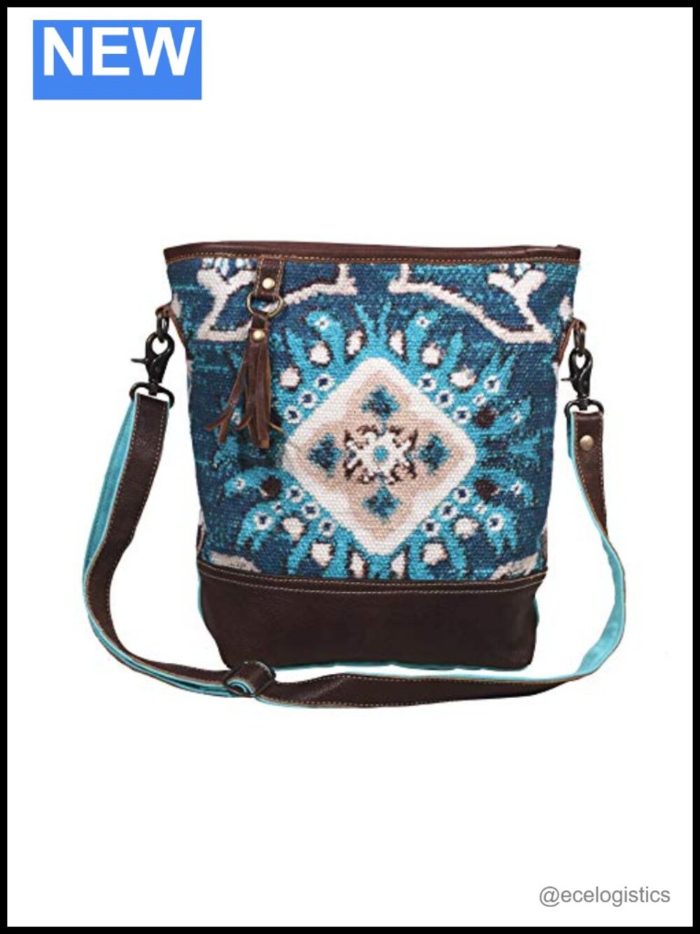 Canvas Boho Shoulder Bag for Women with Real Leather Details - Handcrafted